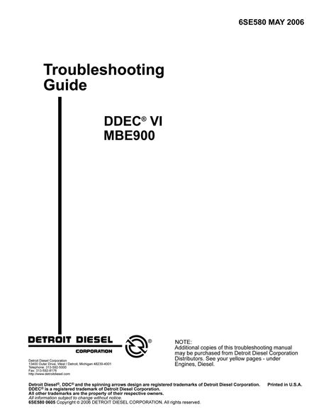 detroit mbe 900 troubleshooting